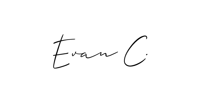 The best way (Allison_Script) to make a short signature is to pick only two or three words in your name. The name Evan C. include a total of six letters. For converting this name. Evan C. signature style 2 images and pictures png