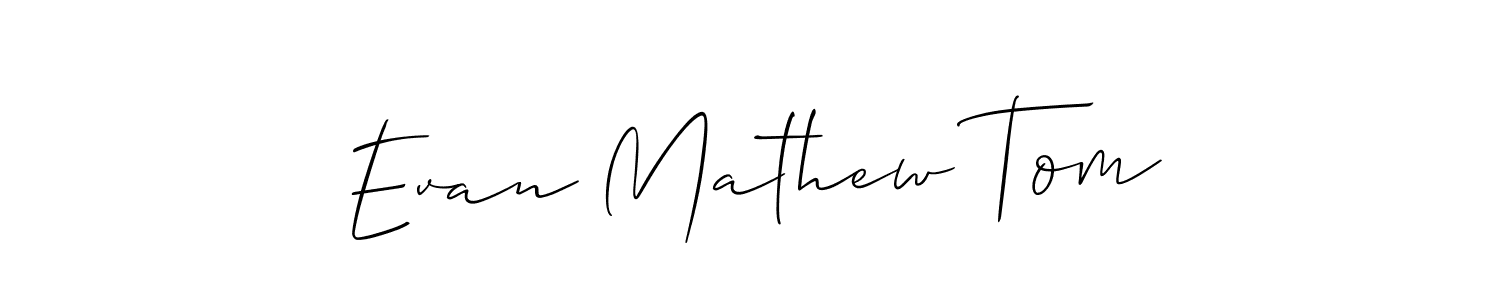 Similarly Allison_Script is the best handwritten signature design. Signature creator online .You can use it as an online autograph creator for name Evan Mathew Tom. Evan Mathew Tom signature style 2 images and pictures png