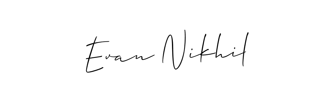 Also we have Evan Nikhil name is the best signature style. Create professional handwritten signature collection using Allison_Script autograph style. Evan Nikhil signature style 2 images and pictures png
