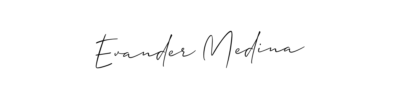 How to make Evander Medina signature? Allison_Script is a professional autograph style. Create handwritten signature for Evander Medina name. Evander Medina signature style 2 images and pictures png