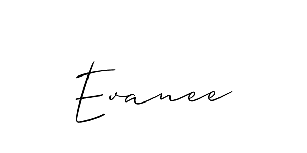 The best way (Allison_Script) to make a short signature is to pick only two or three words in your name. The name Evanee include a total of six letters. For converting this name. Evanee signature style 2 images and pictures png