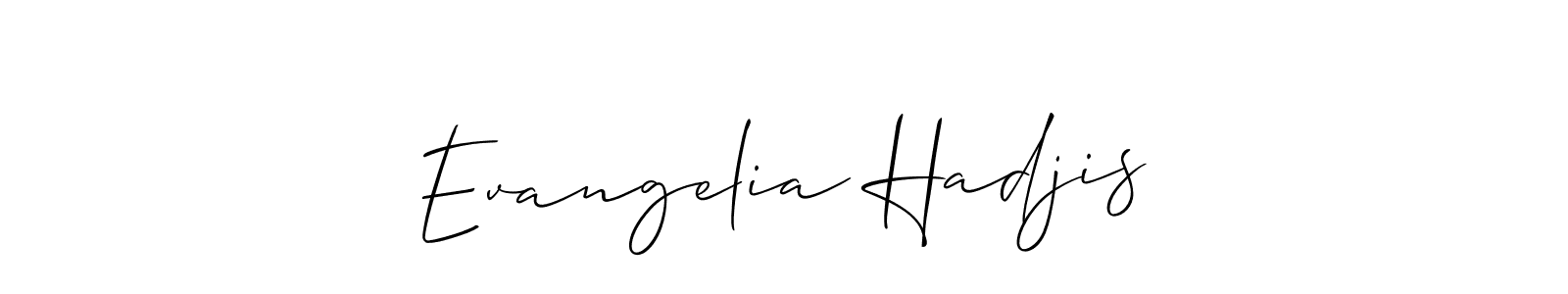 Make a short Evangelia Hadjis signature style. Manage your documents anywhere anytime using Allison_Script. Create and add eSignatures, submit forms, share and send files easily. Evangelia Hadjis signature style 2 images and pictures png