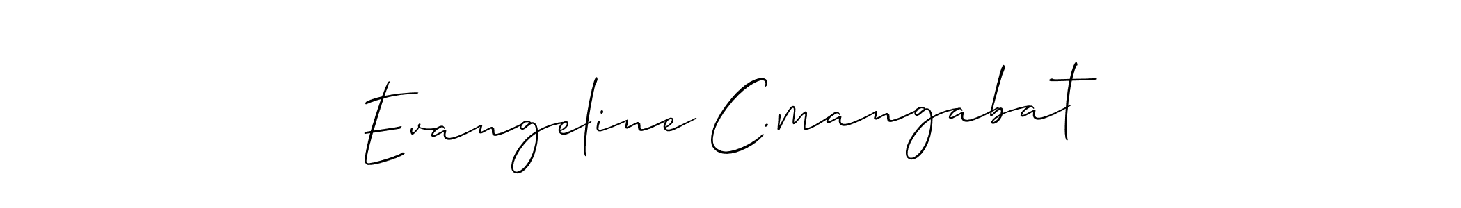 You should practise on your own different ways (Allison_Script) to write your name (Evangeline C.mangabat) in signature. don't let someone else do it for you. Evangeline C.mangabat signature style 2 images and pictures png