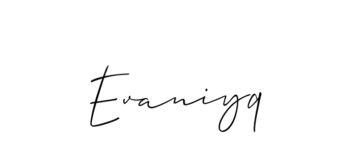 How to make Evaniyq name signature. Use Allison_Script style for creating short signs online. This is the latest handwritten sign. Evaniyq signature style 2 images and pictures png
