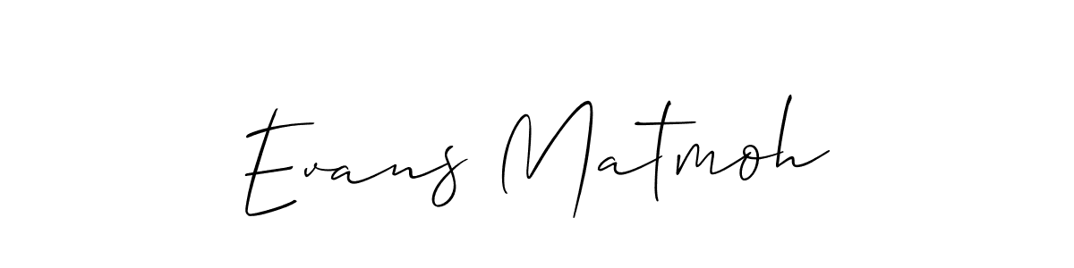 How to make Evans Matmoh name signature. Use Allison_Script style for creating short signs online. This is the latest handwritten sign. Evans Matmoh signature style 2 images and pictures png