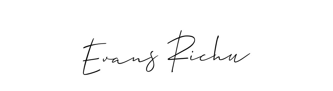 How to make Evans Richu name signature. Use Allison_Script style for creating short signs online. This is the latest handwritten sign. Evans Richu signature style 2 images and pictures png