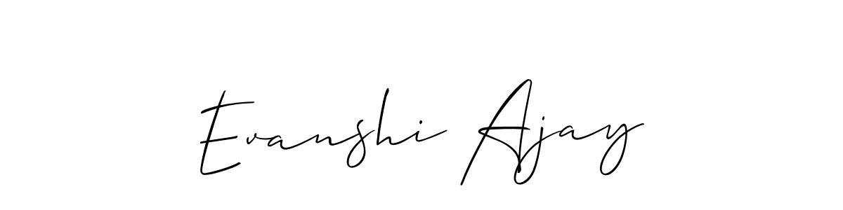 The best way (Allison_Script) to make a short signature is to pick only two or three words in your name. The name Evanshi Ajay include a total of six letters. For converting this name. Evanshi Ajay signature style 2 images and pictures png