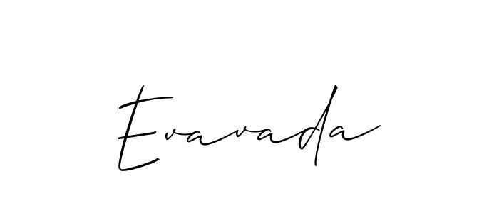 Also You can easily find your signature by using the search form. We will create Evavada name handwritten signature images for you free of cost using Allison_Script sign style. Evavada signature style 2 images and pictures png