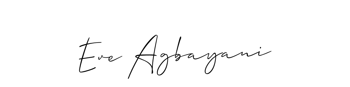 Create a beautiful signature design for name Eve Agbayani. With this signature (Allison_Script) fonts, you can make a handwritten signature for free. Eve Agbayani signature style 2 images and pictures png
