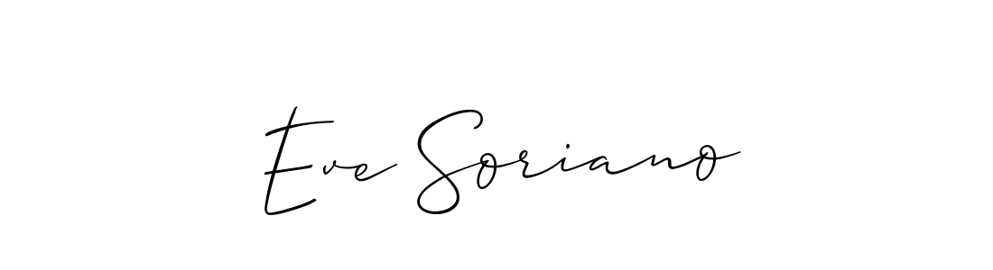 Make a short Eve Soriano signature style. Manage your documents anywhere anytime using Allison_Script. Create and add eSignatures, submit forms, share and send files easily. Eve Soriano signature style 2 images and pictures png