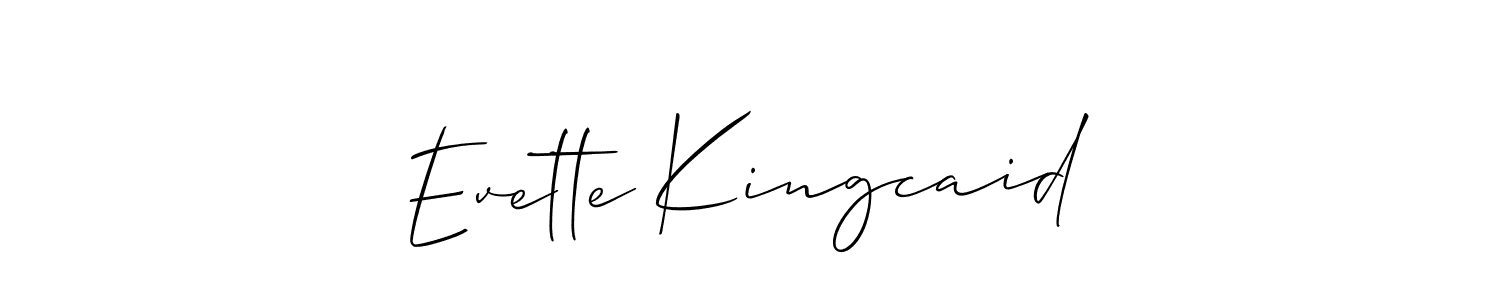 The best way (Allison_Script) to make a short signature is to pick only two or three words in your name. The name Evette Kingcaid include a total of six letters. For converting this name. Evette Kingcaid signature style 2 images and pictures png