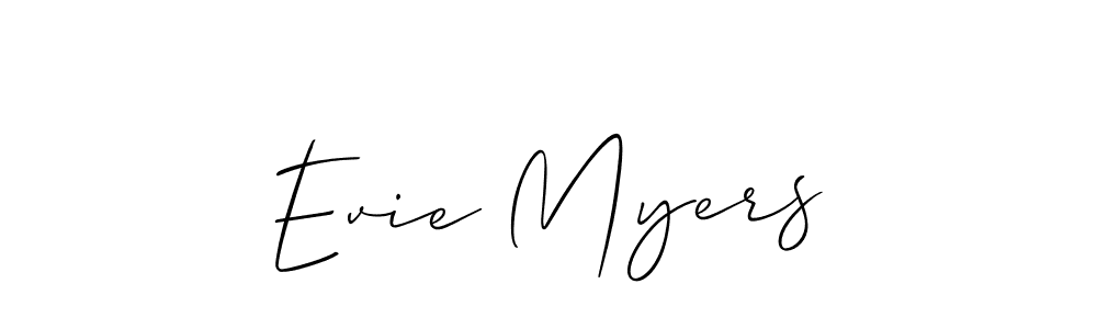 The best way (Allison_Script) to make a short signature is to pick only two or three words in your name. The name Evie Myers include a total of six letters. For converting this name. Evie Myers signature style 2 images and pictures png