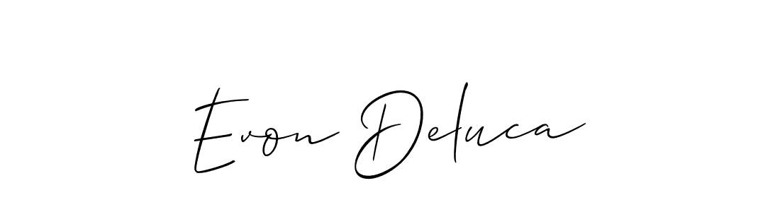 How to make Evon Deluca signature? Allison_Script is a professional autograph style. Create handwritten signature for Evon Deluca name. Evon Deluca signature style 2 images and pictures png