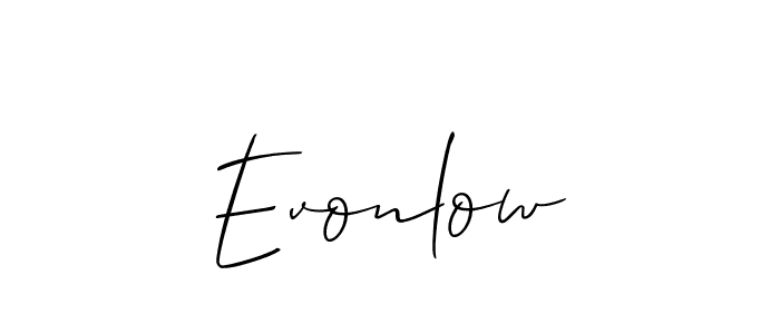 Use a signature maker to create a handwritten signature online. With this signature software, you can design (Allison_Script) your own signature for name Evonlow. Evonlow signature style 2 images and pictures png