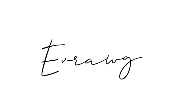 The best way (Allison_Script) to make a short signature is to pick only two or three words in your name. The name Evrawg include a total of six letters. For converting this name. Evrawg signature style 2 images and pictures png