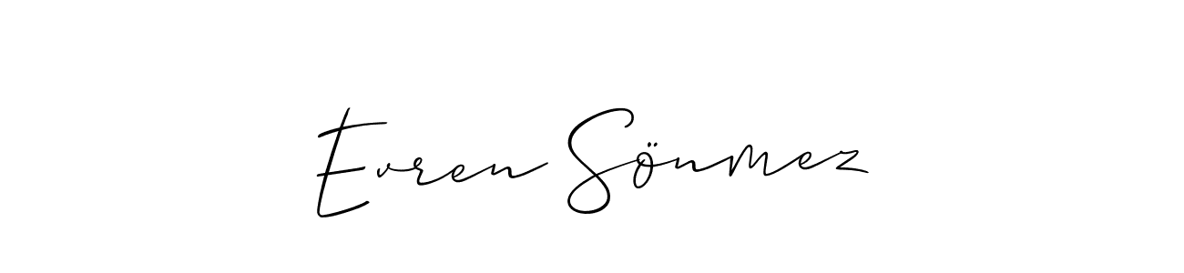 Make a beautiful signature design for name Evren Sönmez. With this signature (Allison_Script) style, you can create a handwritten signature for free. Evren Sönmez signature style 2 images and pictures png