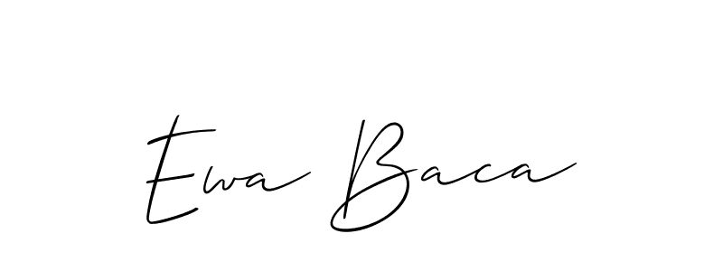 Also You can easily find your signature by using the search form. We will create Ewa Baca name handwritten signature images for you free of cost using Allison_Script sign style. Ewa Baca signature style 2 images and pictures png