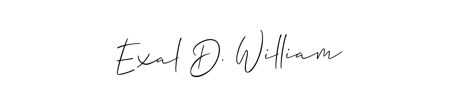 You should practise on your own different ways (Allison_Script) to write your name (Exal D. William) in signature. don't let someone else do it for you. Exal D. William signature style 2 images and pictures png
