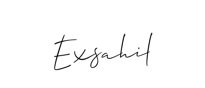 Similarly Allison_Script is the best handwritten signature design. Signature creator online .You can use it as an online autograph creator for name Exsahil. Exsahil signature style 2 images and pictures png