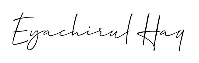 Also You can easily find your signature by using the search form. We will create Eyachirul Haq name handwritten signature images for you free of cost using Allison_Script sign style. Eyachirul Haq signature style 2 images and pictures png