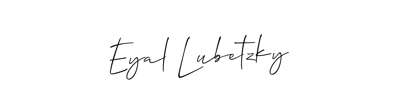 The best way (Allison_Script) to make a short signature is to pick only two or three words in your name. The name Eyal Lubetzky include a total of six letters. For converting this name. Eyal Lubetzky signature style 2 images and pictures png