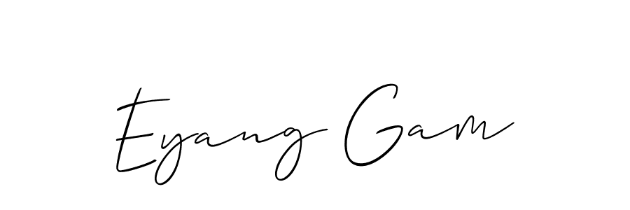 You should practise on your own different ways (Allison_Script) to write your name (Eyang Gam) in signature. don't let someone else do it for you. Eyang Gam signature style 2 images and pictures png