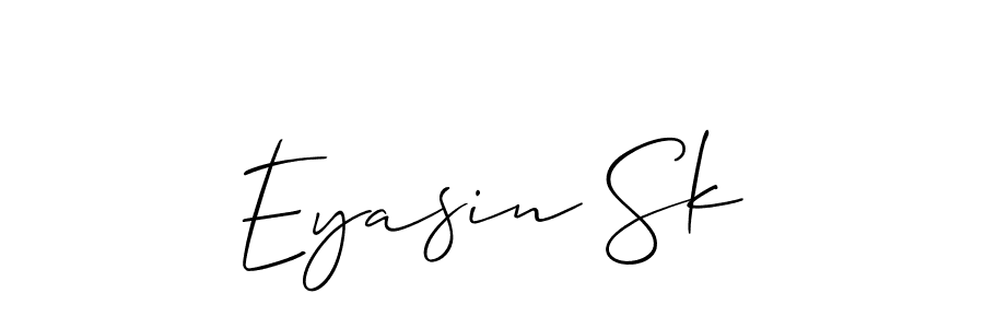 The best way (Allison_Script) to make a short signature is to pick only two or three words in your name. The name Eyasin Sk include a total of six letters. For converting this name. Eyasin Sk signature style 2 images and pictures png