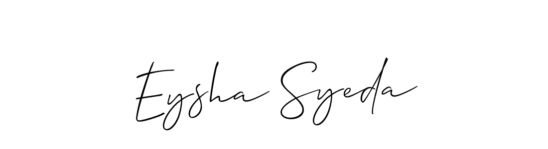 The best way (Allison_Script) to make a short signature is to pick only two or three words in your name. The name Eysha Syeda include a total of six letters. For converting this name. Eysha Syeda signature style 2 images and pictures png