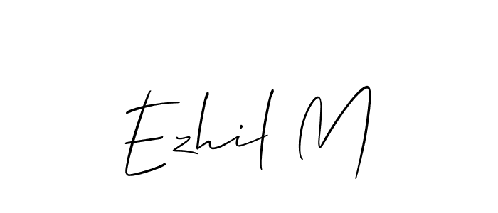 if you are searching for the best signature style for your name Ezhil M. so please give up your signature search. here we have designed multiple signature styles  using Allison_Script. Ezhil M signature style 2 images and pictures png