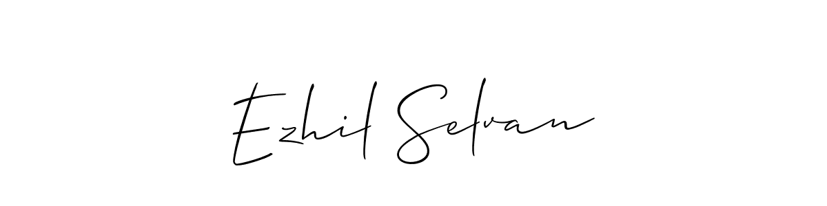 if you are searching for the best signature style for your name Ezhil Selvan. so please give up your signature search. here we have designed multiple signature styles  using Allison_Script. Ezhil Selvan signature style 2 images and pictures png