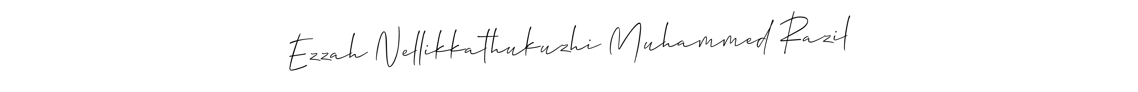 You should practise on your own different ways (Allison_Script) to write your name (Ezzah Nellikkathukuzhi Muhammed Razil) in signature. don't let someone else do it for you. Ezzah Nellikkathukuzhi Muhammed Razil signature style 2 images and pictures png