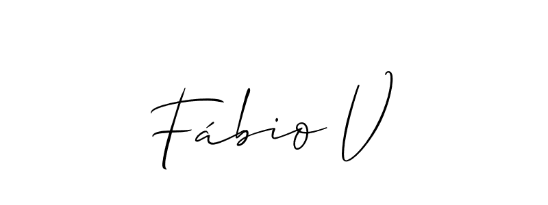 Also You can easily find your signature by using the search form. We will create Fábio V name handwritten signature images for you free of cost using Allison_Script sign style. Fábio V signature style 2 images and pictures png