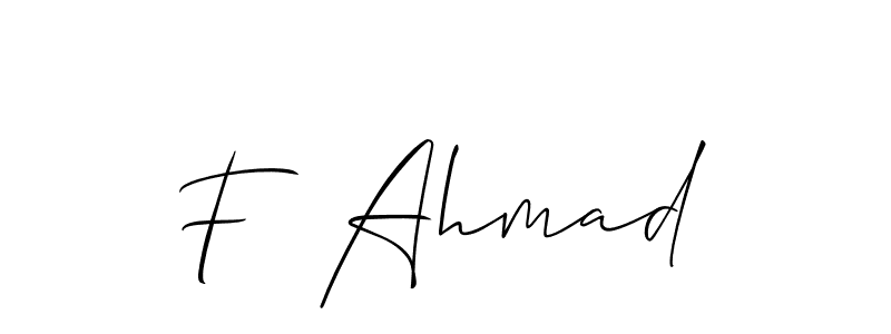 Similarly Allison_Script is the best handwritten signature design. Signature creator online .You can use it as an online autograph creator for name F  Ahmad. F  Ahmad signature style 2 images and pictures png