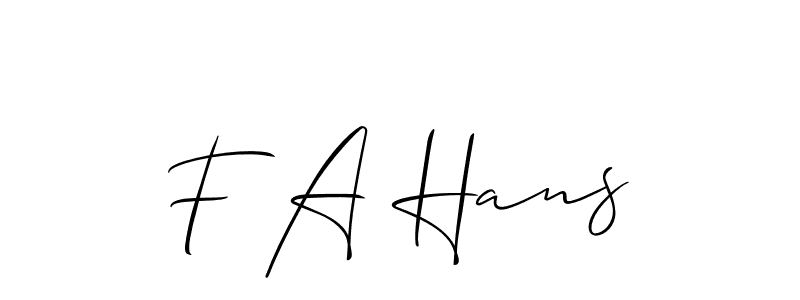 Make a short F A Hans signature style. Manage your documents anywhere anytime using Allison_Script. Create and add eSignatures, submit forms, share and send files easily. F A Hans signature style 2 images and pictures png