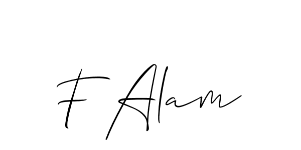 if you are searching for the best signature style for your name F Alam. so please give up your signature search. here we have designed multiple signature styles  using Allison_Script. F Alam signature style 2 images and pictures png