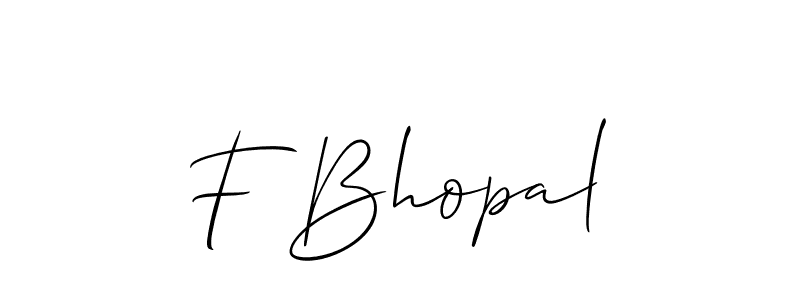 The best way (Allison_Script) to make a short signature is to pick only two or three words in your name. The name F Bhopal include a total of six letters. For converting this name. F Bhopal signature style 2 images and pictures png