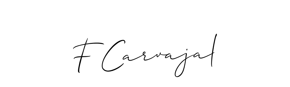 How to make F Carvajal name signature. Use Allison_Script style for creating short signs online. This is the latest handwritten sign. F Carvajal signature style 2 images and pictures png