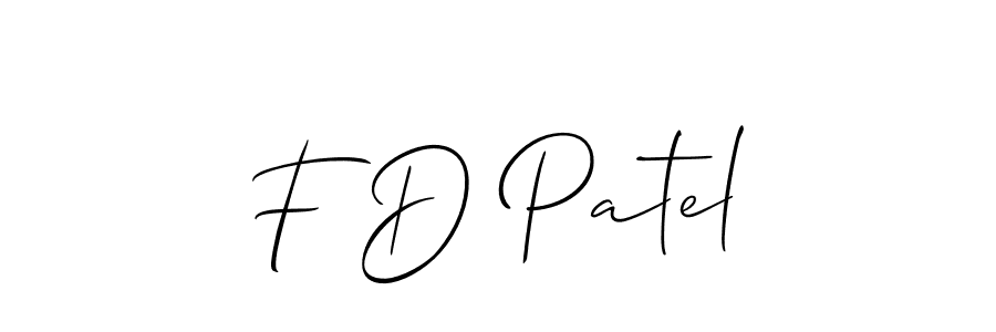 You should practise on your own different ways (Allison_Script) to write your name (F D Patel) in signature. don't let someone else do it for you. F D Patel signature style 2 images and pictures png