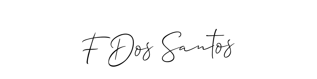 Allison_Script is a professional signature style that is perfect for those who want to add a touch of class to their signature. It is also a great choice for those who want to make their signature more unique. Get F Dos Santos name to fancy signature for free. F Dos Santos signature style 2 images and pictures png