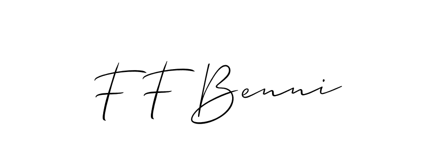 You should practise on your own different ways (Allison_Script) to write your name (F F Benni) in signature. don't let someone else do it for you. F F Benni signature style 2 images and pictures png