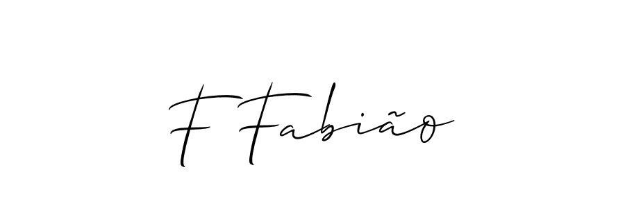 The best way (Allison_Script) to make a short signature is to pick only two or three words in your name. The name F Fabião include a total of six letters. For converting this name. F Fabião signature style 2 images and pictures png