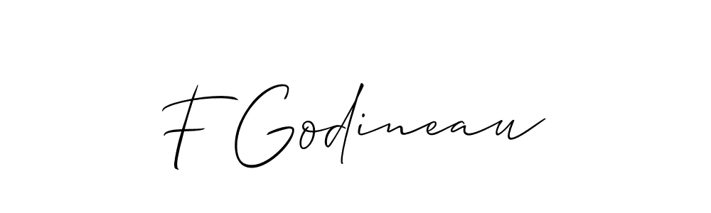 Similarly Allison_Script is the best handwritten signature design. Signature creator online .You can use it as an online autograph creator for name F Godineau. F Godineau signature style 2 images and pictures png