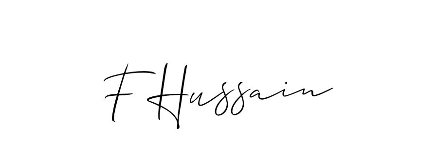 How to make F Hussain name signature. Use Allison_Script style for creating short signs online. This is the latest handwritten sign. F Hussain signature style 2 images and pictures png