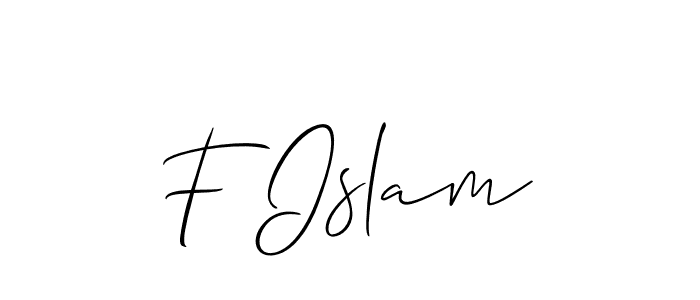 Allison_Script is a professional signature style that is perfect for those who want to add a touch of class to their signature. It is also a great choice for those who want to make their signature more unique. Get F Islam name to fancy signature for free. F Islam signature style 2 images and pictures png