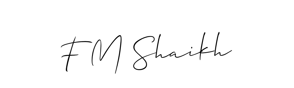 How to make F M Shaikh name signature. Use Allison_Script style for creating short signs online. This is the latest handwritten sign. F M Shaikh signature style 2 images and pictures png