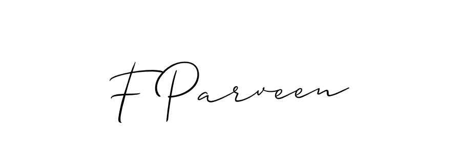 Also You can easily find your signature by using the search form. We will create F Parveen name handwritten signature images for you free of cost using Allison_Script sign style. F Parveen signature style 2 images and pictures png