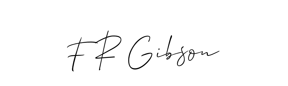 How to make F R Gibson signature? Allison_Script is a professional autograph style. Create handwritten signature for F R Gibson name. F R Gibson signature style 2 images and pictures png