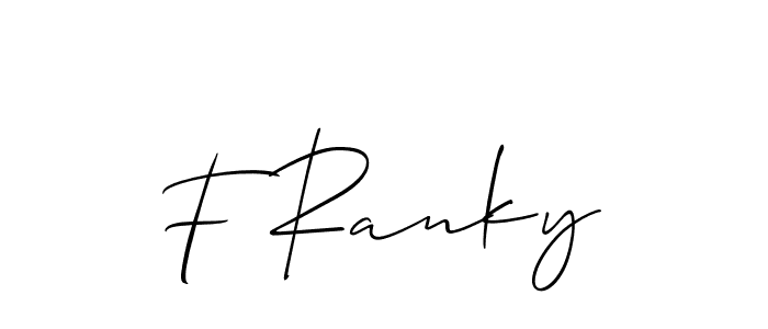 if you are searching for the best signature style for your name F Ranky. so please give up your signature search. here we have designed multiple signature styles  using Allison_Script. F Ranky signature style 2 images and pictures png