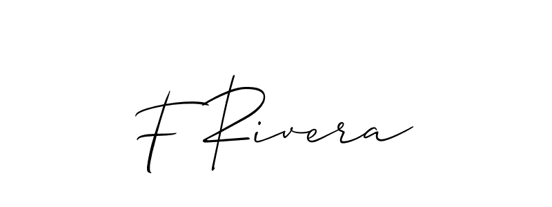 Use a signature maker to create a handwritten signature online. With this signature software, you can design (Allison_Script) your own signature for name F Rivera. F Rivera signature style 2 images and pictures png