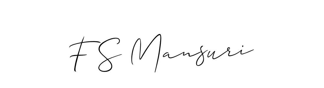 Also we have F S Mansuri name is the best signature style. Create professional handwritten signature collection using Allison_Script autograph style. F S Mansuri signature style 2 images and pictures png